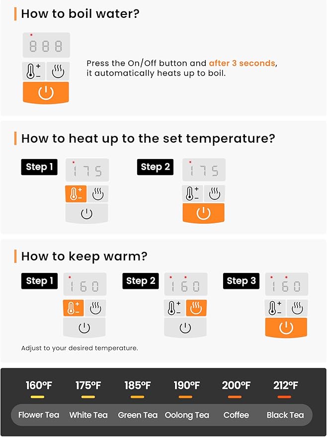 COMFEE' 1.7L Glass Tea Kettle and Kettle Water Boiler - Electric Kettle Temperature Control with 6 Presets, 2-Hr Keep Warm, Fast Heating, 304 Stainless Steel, Auto-Off and Boil-Dry Protection