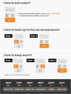 COMFEE' 1.7L Glass Tea Kettle and Kettle Water Boiler - Electric Kettle Temperature Control with 6 Presets, 2-Hr Keep Warm, Fast Heating, 304 Stainless Steel, Auto-Off and Boil-Dry Protection