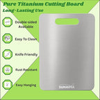 Titanium Cutting Board for Kitchen, Double Sided Food-Grade Stainless Steel Cutting Boards, Durable Rust Resistant & Dishwasher Safe, With Hook, (Size, 13.18" L x 9" W)
