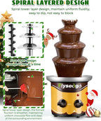 Chocolate Fountain Machine 4 Tiers Cheese Fountain Perfect for Nacho Cheese, Chocolate Sauce, Wedding, Party