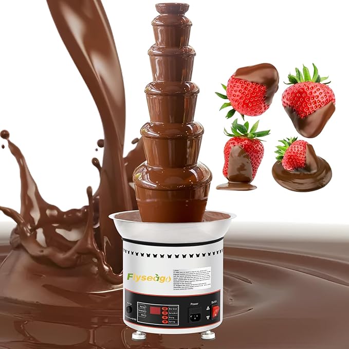 Commercial Chocolate Fountain 6-Tier 13Lbs Large Chocolate Fondue Tower Stainless Steel Hot Chocolate Waterfall Machine Easy Assembly for Nacho Cheese BBQ Sauce Ranch Liqueurs Digital-control