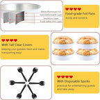 LNYZQUS 4” Small Cake Tins with Lids 50 Pack, Foil Mini Cake Pans,8oz Disposable Ramekins Creme Brulee Baking Cups Individual Mini Pie Contaniers Holders for Wedding Party-White