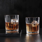 Premium VertiLine 13.5oz Highball Glasses, 6pc Tall Glass Sets. Lead-Free Crystal Drinking Glasses. Water Glasses, Mojito Glass Cups, and Mixed Drink Cocktail Glass Set. (Short glasses)