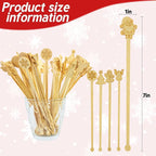50PCS Bamboo Coffee Stirrers, 7inch Christmas Biodegradable Disposable Coffee Drink Cocktail Stirrers for Coffee Milk Christmas New Year Office Hot Chocolate Bar Supplies