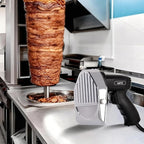 VONCI 80W Commercial Gyro Cutter, Electric Shawarma Knife, Doner Kebab Meat Slicer With 2 Blades, 2600 RPM, 0-8mm Adjustable Thickness, Powerful Turkish Grill Machine.