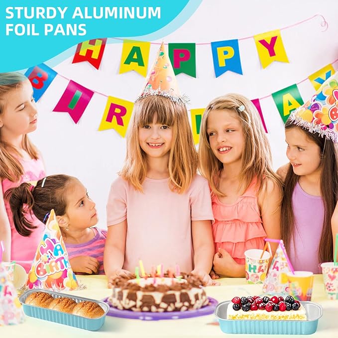 Mini Loaf Pans with Lids and Spoons Sealing Sticker,30 Pcs 6.8oz Cake Pans for Baking Disposable Aluminum Foil Red cake pan (30 Pcs Blue)