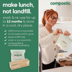 Home Compostable Resealable Sandwich Bags (7"x7"), Microwave & Freezer Safe, Organic Food Storage Container, 100 Count (Pack of 1)