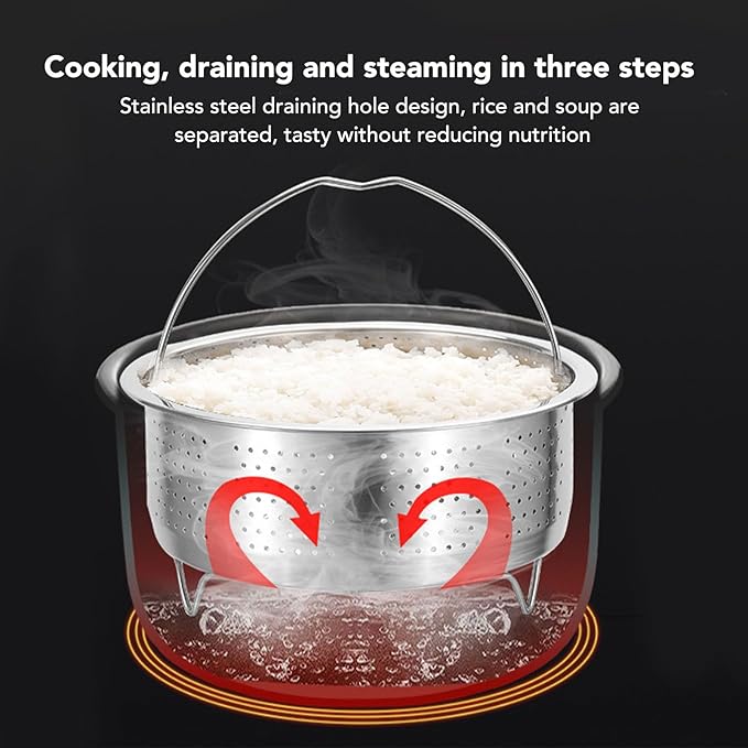 Steamer Basket for, Non Stick Vegetable Steamer Basket with Handle, Stainless Steel Steamer Basket Insert for Pots, Sugar Removal Rice Cooker Insert (20cm)