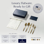 JazzUpCo Ava Flatware Flatware non toxic 18/10 stainless steel dishwasher safe (Matte Gold, 4 Person Set (20 Pieces))