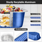 EUSOAR Dessert Cups with Lids, 100pcs 6.8oz Aluminum Foil Mini Loaf Cake Pan Tin with Lids, Disposable Baking Cups Ramekins Creme Brulee Hoder Containers for Birthday Wedding Party -Royal Blue