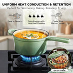 Onader 1QT Enameled Cast Iron Saucepan with Lid, Small Sauce Pan, Enamel Cast Iron Dutch Oven Cooking Kitchen Pot, Nonstick & Heavy Duty – Pistachio Green