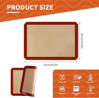 KitchenRaku 2-Pack Silicone Baking Mat, 16.5"x11.6" Reusable Silicone Baking Sheets for Oven, BPA Free Nonstick Bakeware Mats for Cookies, Macarons, Bread and Pastry