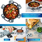 Dual-Use Silicone Pan Protectors for Stacking & Trivets for Hot Dishes | Silicone Trivet Mat | Perfect Pot and Pan Protectors for Stacking | Cookware Protectors for Stacking (6PCS-BLU/BLU)