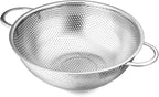 E-far Stainless Steel Colander, 3-Quart Micro-Perforated Metal Colander Strainer with Handle for Kitchen/Draining Pasta/Rinsing Vegetables Fruits, Heavy Duty & Dishwasher Safe - 8.8 Inches