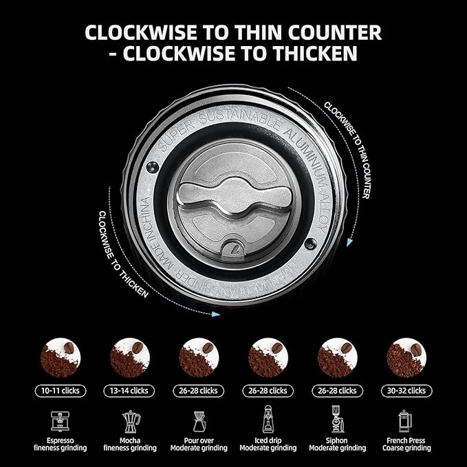 Z3 /Z3pro Coffee Bean Grinder, Hand Grinder with 6-Core CNC Stainless Steel Conical Burr,Double Bearing Positioning for Espresso,Pour Over,FrenchPress,Moka,Americano (Gray, Z3PRO)