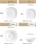MALACASA Dinnerware Sets, 24-Piece Porcelain Square Dishes, Grey White Ceramic Dish Set for 6, Chip and Scratch Resistant Plates and Bowls Sets, Series ELISA