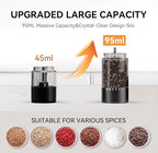 Electric Rechargeable Salt and Pepper Grinder Set,Automatic Pepper Mill Grinder with USB C Charging Dock,Upgraded 95ml Large Capacity,Adjustable Coarseness,LED Light,High-end Black