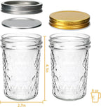 8oz Mason Jars, Canning Jars,Jam Jars forJelly,Honey, Wedding Favors, Food Storage,Kitchen & DIY Gifts, with Lables,Sponge Brush,Pen and Red Hemo Rope,Set of 24