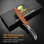 Serrated Blade Premium I Type 304 Stainless Steel Multifunctional Kitchen Peeler Real Wood Handle Ultra Sharp Blade Vegetable Potato Apple(Aosuan)