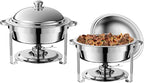 2 Pack Round Chafing Dish Buffet Set,Stainless Steel 8QT Round Buffet Servers and Warmers, Thick Stand Frame Catering Chafe with Mirror Covers,Food Warmer for Party, Weddings,Picnic