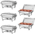Chafing Dish Buffet Set, 8 Qt Stainless Steel Rectangle Catering Warmer Server for Parties, Dinners, Catering, Buffet and Weddings (5 Pack)