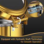 Chafing Dishes for Buffet, 6QT Round Stainless Steel Chafing Dish with Transparent Hydraulic Lid, 304 Food Pan, Buffet Warmer for Parties and Events (Golden)