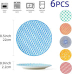 Ceramic Salad Plates Set - 8.5 Inch Small Round Dinner Dishes for Dessert Pasta Appetizer Sandwich - Scratch Resistant Porcelain Microwave Dishwasher Safe - Set of 6 - Assorted Colors
