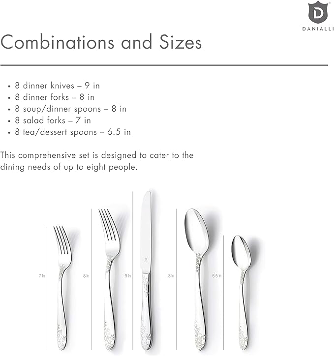 Modern Silverware Set, 18/10 Stainless Steel Flatware, Mirror Finish, Dishwasher Safe, Elegant Cutlery for Home and Dining, Built to Last (40-Piece, Imperial)