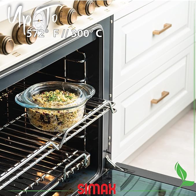 Simax Casserole Dish with Lid, Glass Casserole Dish, Holds 48 Oz (1.5 Quarts), Oven to Table Serving Dish, Microwave, Dishwasher, and Oven Safe Cookware