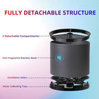 Kitchen Utensil Holder Silverware Organizer 360°Rotating For Counter Organizer Stainless Steel Storage Silverware Caddy 3 Compartment Flatware Spoon Spatula Tool Cutlery Container（Grey）