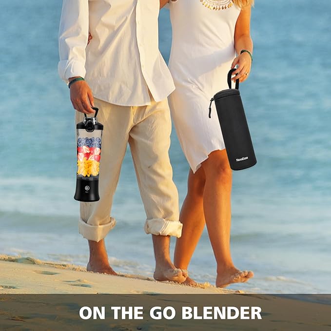 Portable Blender for Shakes and Smoothies- Personal Juicer 20 OZ Electric Protein Shaker Bottle with Insulated Sleeve, USB-C Rechargeable,Travel Lid-Small Blender Cup for Kitchen, Office, Gym,Travel