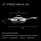 HexClad Hybrid Nonstick 12-Inch Wok, Stay-Cool Handle, Dishwasher-Friendly, Oven-Safe Up to 900°F, Induction Ready, Compatible with All Cooktops