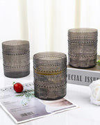 YOUBET 24PCS Plastic Drinking Glasses - 14OZ Black Hobnail Drinkware Glasses - Vintage Glassware Textured Beaded Cups for Water, Beer, Whiskey, Juice and Various Mixed Drinks, halloween