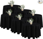 Fitable 6 Pack Black Round Tablecloths - 120 Inches in Diameter - Stain Resistant and Washable Table Clothes, Polyester Fabric Table Covers for Wedding, Party, Banquet, Formal Events