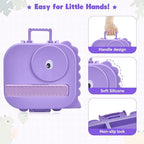 Bento Lunch Box with Thermo, 4-Compartment Bento Box with Adjustable Dividers, Leakproof Dinosaur Lunch Box with 14.2OZ Insulated Food Jar & Sauce Jar, for School Office Travel (Purple)