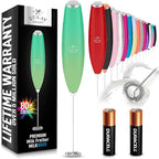 Zulay Kitchen Milk Frother Handheld Electric Whisk with AA Duracell Batteries – Durable Drink Mixer for Coffee, Lattes, Cappuccinos & More - Ocean