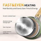 17 Piece Pots and Pans Set Non Stick, Nonstick Induction Granite Kitchen Cookware Sets, Induction Cookware Frying Pans, Nonstick Granite Cooking Set, Pan Sets for Cooking, Green