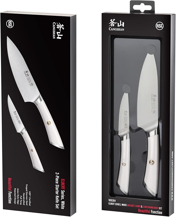 Cangshan ELBERT Series German Steel Forged Starter Knife Sets (White, 2-Piece)