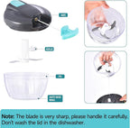 Manual Food Processor Vegetable Chopper, Portable Hand Pull String Garlic Mincer Onion Cutter for Veggies, Ginger, Fruits, Nuts, Herbs, etc., 500ml,（Gray-blue）