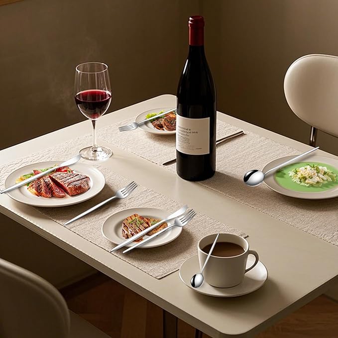 24 Pcs Silverware Set for 6,Stainless Steel Cutlery Flatware Set, Durable Eating Utensils Set Included Knives Spoons and Forks Set,Mirror Polished Tableware For Home,Restaurant,Dishwasher Safe