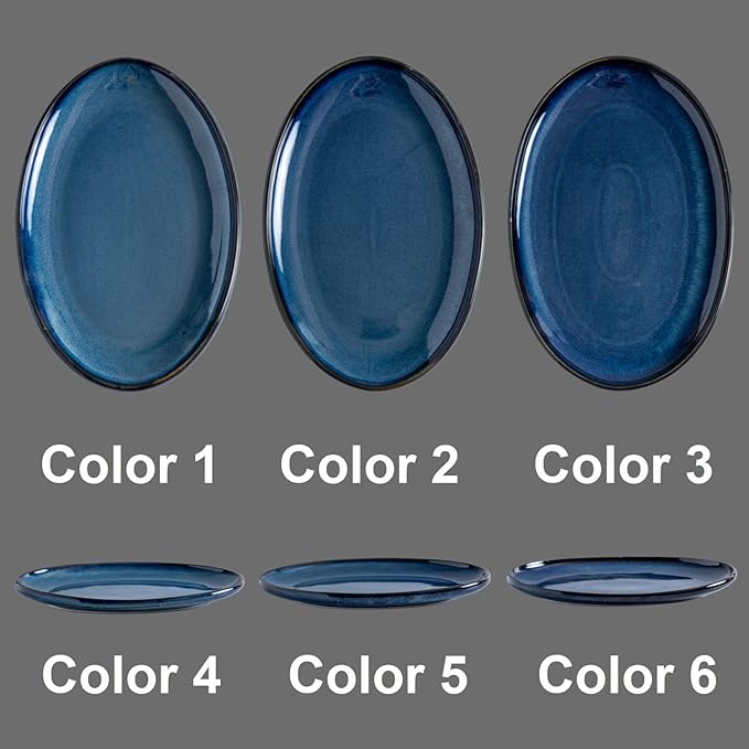 Ceramic Large Serving Platters- Set of 3 Oval Platters for Entertaining. Modern Kitchen Dishes for Dinner, Fruit, Salad, Turkey, etc. Oven, Dishwasher Safe, 15.75" / 13.75" /12",Royal Blue