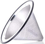 Compatible with Hario V60, Chemex Pour Over Coffee Filter - Wide Metal Base Reusable Stainless Steel Coffee Dripper - Paperless Coffee Filter for Sustainable Brewing