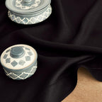 Solino Home Black Linen Tablecloth 52 x 52 Inch - 100% Pure Linen Square Table Throw - Classic Hemstitch, Machine Washable Table Cloth for Summer, Fall, Autumn, Halloween