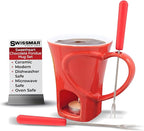 Swissmar 4-Piece Sweetheart Chocolate Fondue Mug Set – Mini Fondue Set for Keeping Chocolate, Caramel, Cheese, & More Warm – Ideal Gift for Weddings & Desserts