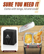 Outdoor Deep Fryer 18QT | Fish Fryer Pot with 2 * 9QT Baskets | Heat-Resistant Silicone Handles | Lid & Fryer Tong & Thermometer | For Frying Fish, French Fries, Chicken Wings | 58,000BTUs | Aluminum
