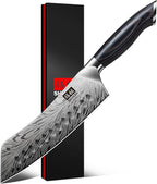 SHAN ZU 7 inch Chef Knife in Powder Steel, Ultra Sharp Japanese Santoku Knife, High Carbon Professional Kitchen Knives with Ergonomic Pakkawood Handle, Utility Knives for Meat and Vegetable
