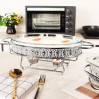 Casserole Dish 11.5" x 8" Glass Baking Dish with Stainless steel Lid and rack, Silver oval 2 Qt Baking Pan For Casserole & Lasagna, Microwave Dishwasher Freezer Oven Safe