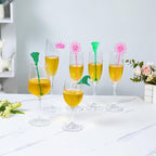 20 Pack Pink and Green Party Decrations, Princess and Witch Party Accessories, Green Witch Broomstick and Glitter Pink Princess Wand Cocktail Stir Sticks for Themed Parties (Wine Glass Charms)