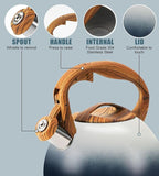 tea kettle stovetop, Loud Whistling kettle for Boiling Water Coffee or Milk, 3.2 Quart Heavy stainless steel tea kettle with Wood Pattern Handle, Gas Electric Applicable - Black & white