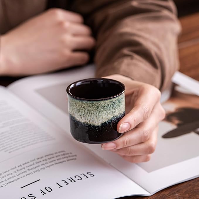 Espresso Cups Set of 2, Ceramic Espresso Cups, Expresso Shots Cups, 2.5oz Tea Cups, Demitasse Cups (4, magic inside)